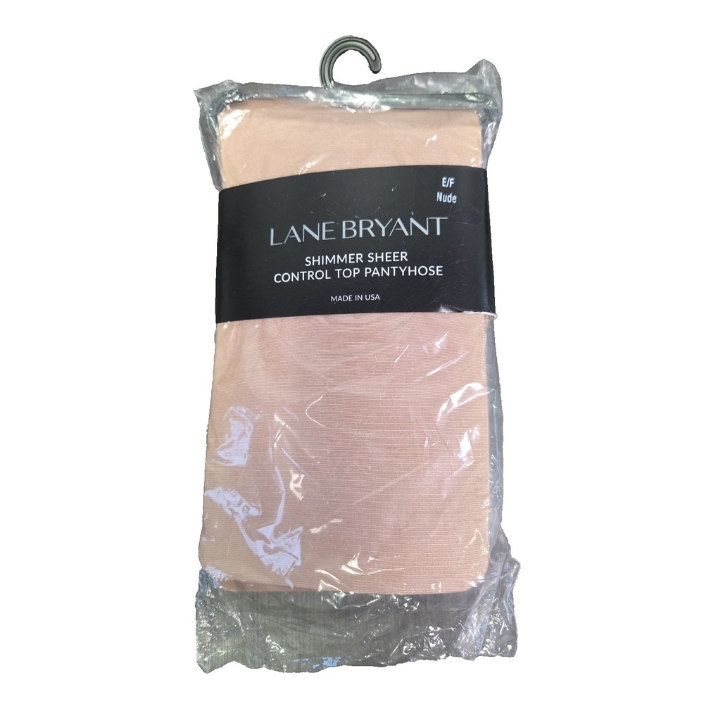 Lane Bryant Shimmer Sheer Control Top Pantyhose E/F Nude - Made in USA